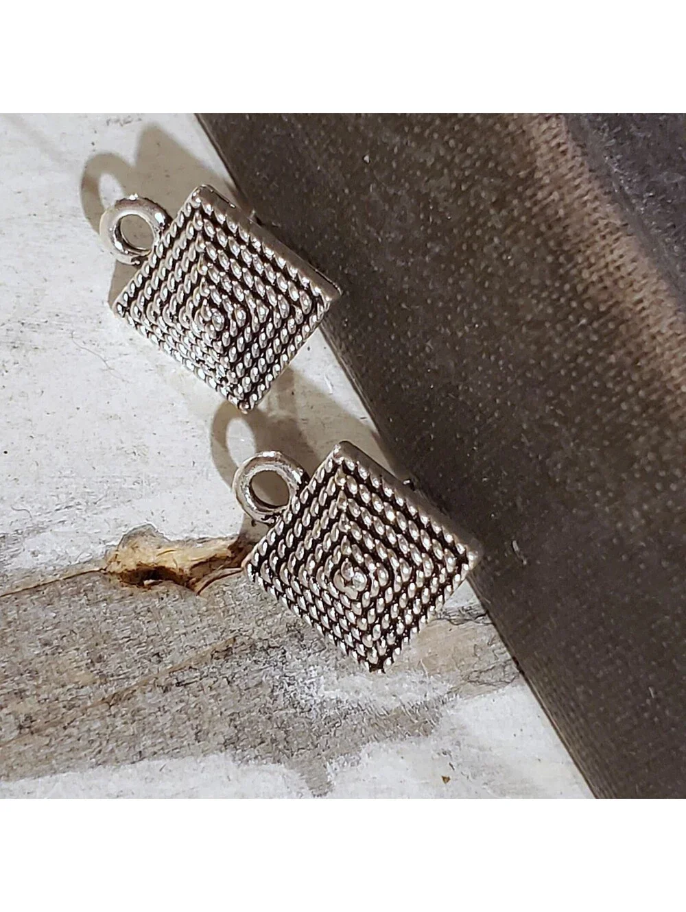 Avant Garde Antique Silver Egyptian Pyramid Dotted Earring Post Findings 2 pcs